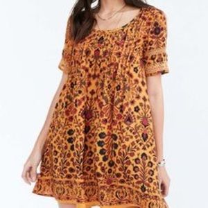 Ecote Amethyst Yellow Floral Babydoll Dress